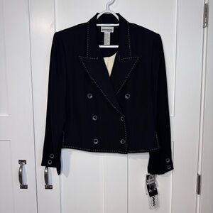 NWT Perceptions by Irene B Black Blazer Jacket Size 12 Double Breasted